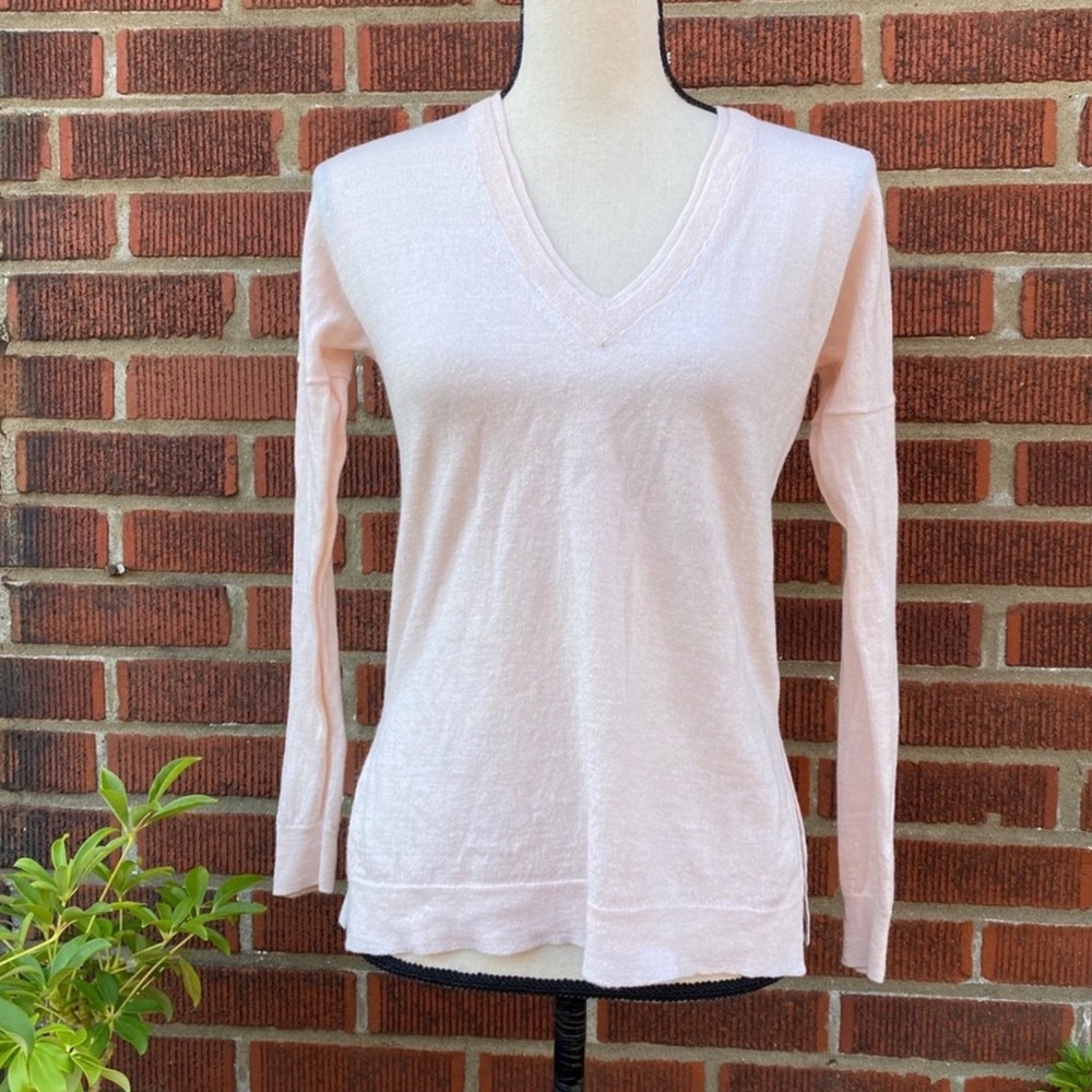 J. Crew V Neck Merino Wool Linen Sweater XS